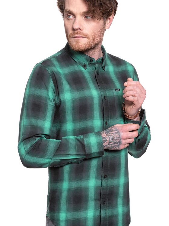 Lee Lee Koszula BUTTON DOWN Czarny Regular Fit