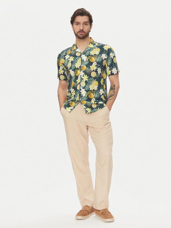 Lindbergh Lindbergh Košile 30-203729 Zelená Relaxed Fit