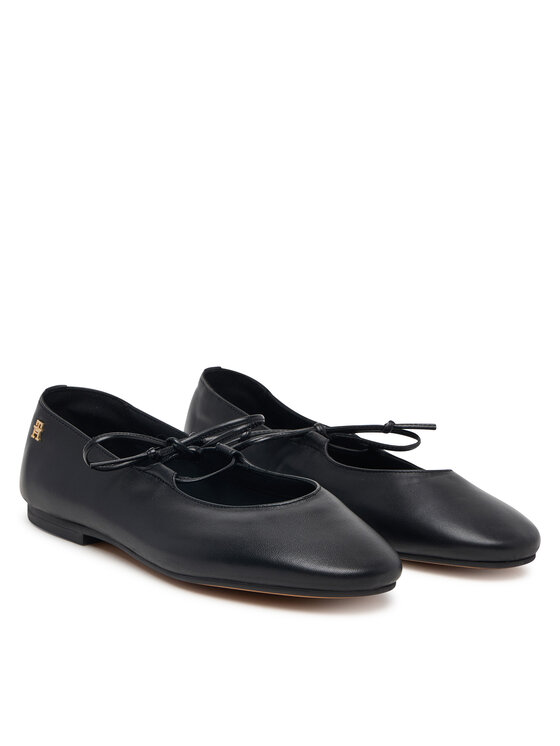Tommy Hilfiger Tommy Hilfiger Ballerinas Lace-Up Leather Ballerina FW0FW09542 Schwarz