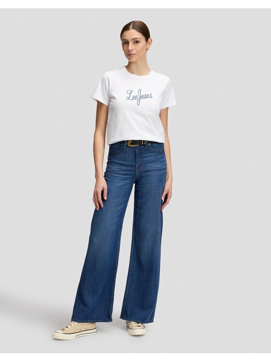 Lee Lee T-Shirt JEANS TSHIRT Biały Regular Fit