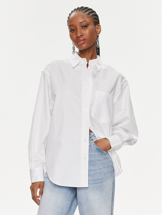 Calvin Klein Marškiniai Relaxed Cotton Shirt K20K206749 Balta Regular Fit