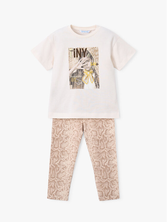 Mayoral Mayoral Sada t-shirt a legíny 3727 Béžová Regular Fit