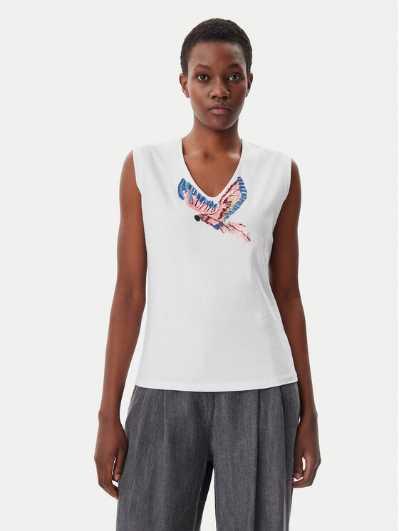 LOLA CASADEMUNT Top MS2515019 Alb Regular Fit
