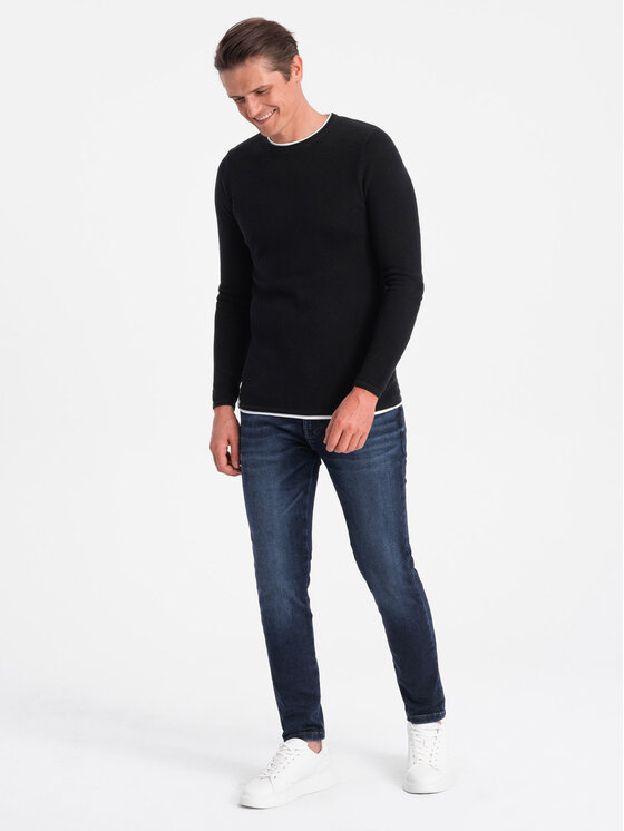 Ombre Ombre Sweter OM-SWSW-0103 Czarny Classic Fit