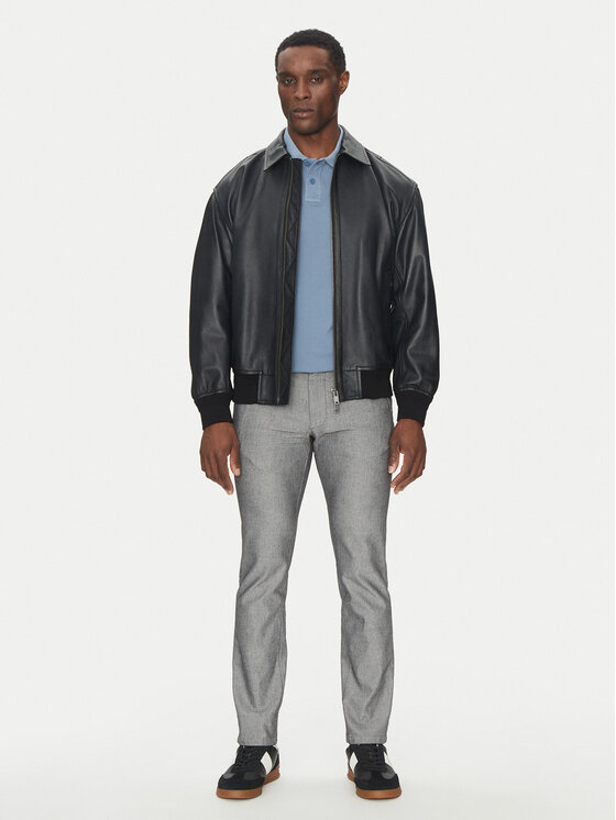 BOSS BOSS Шкіряна куртка Joloco 50530270 Чорний Relaxed Fit