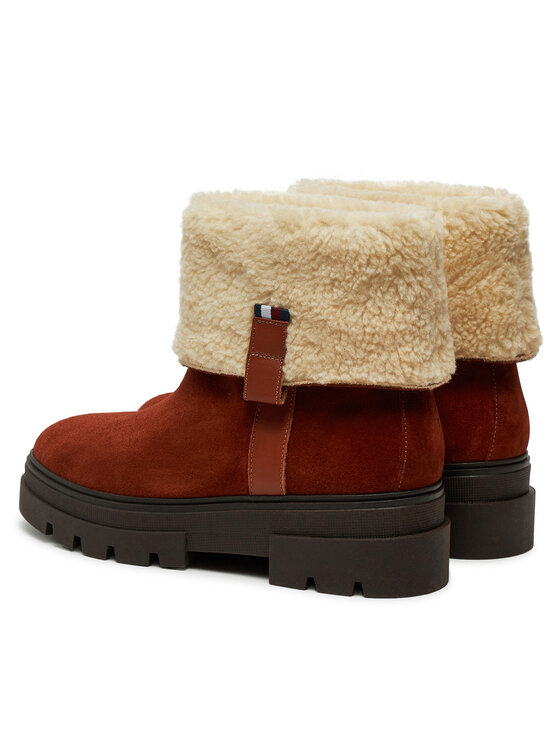 Tommy Hilfiger Tommy Hilfiger Škornji Faux Fur Suede Roll-Down Boot FW0FW08158 Rjava