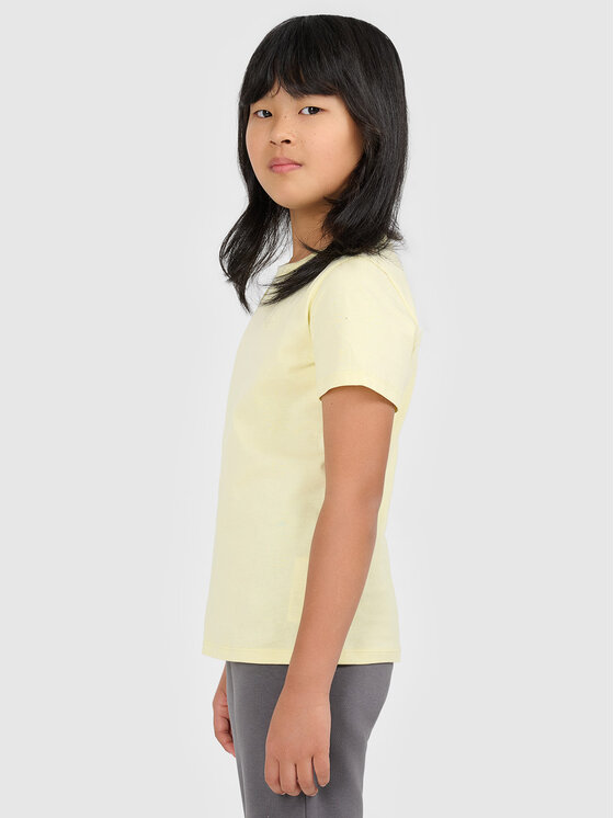 4F 4F T-Shirt BASIC+ Żółty Regular Fit