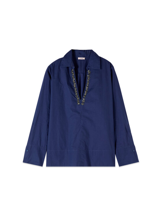 Oltre Oltre Bluzka 2059R003152N034 Niebieski Boxy Fit
