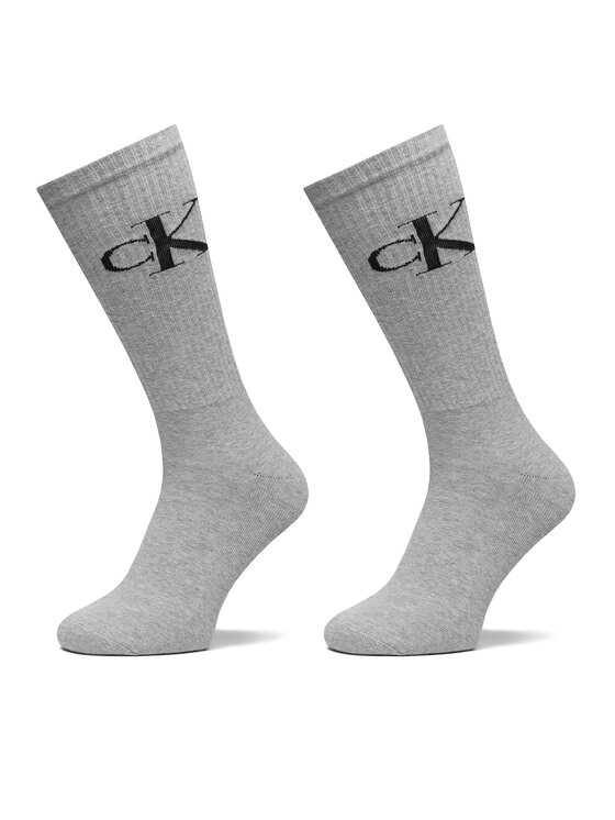 Calvin Klein Jeans Súprava 2 párov vysokých pánskych ponožiek 701228802 Sivá