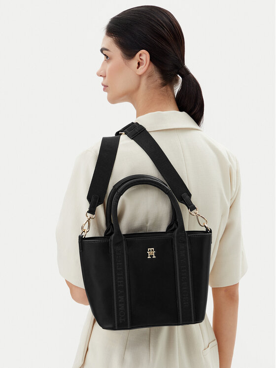Tommy Hilfiger Tommy Hilfiger Torbica Th Logotape Mini Tote AW0AW17201 Crna