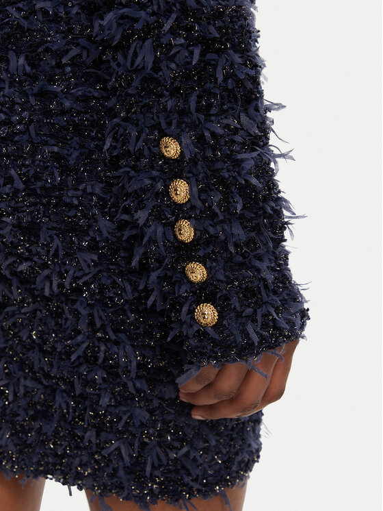 Balmain Balmain Kardigán DF0SK249KH74 Sötétkék Regular Fit