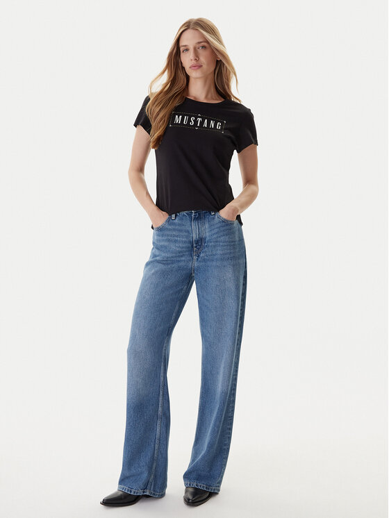 Mustang Mustang T-krekls Loa 1016754 Melns Slim Fit