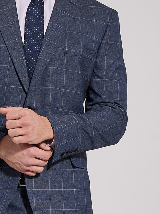 VILLARO VILLARO Marynarka MAR507 Niebieski Slim Fit