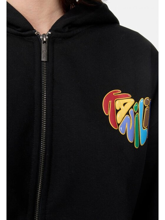 Karl Kani Karl Kani Felpa WOVEN SIGNATURE KANI LIFE OS FULL ZIP HOODIE Nero Regular Fit