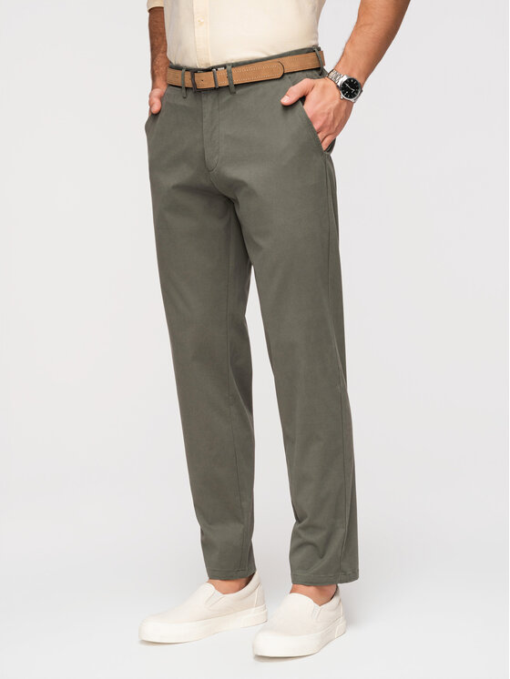 Ombre Ombre Chinosy OM-PACP-0293 Khaki Chino Fit