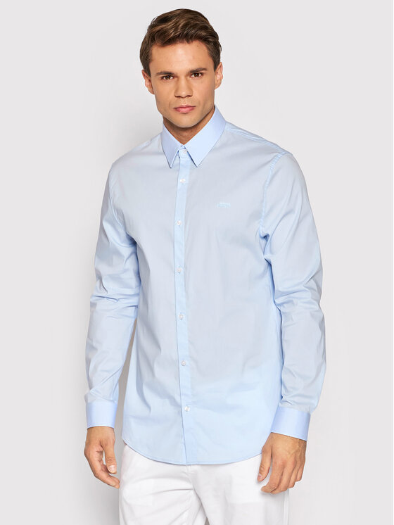 Guess Guess Cămașă Sunset M1YH20 W7ZK1 Albastru celest Slim Fit