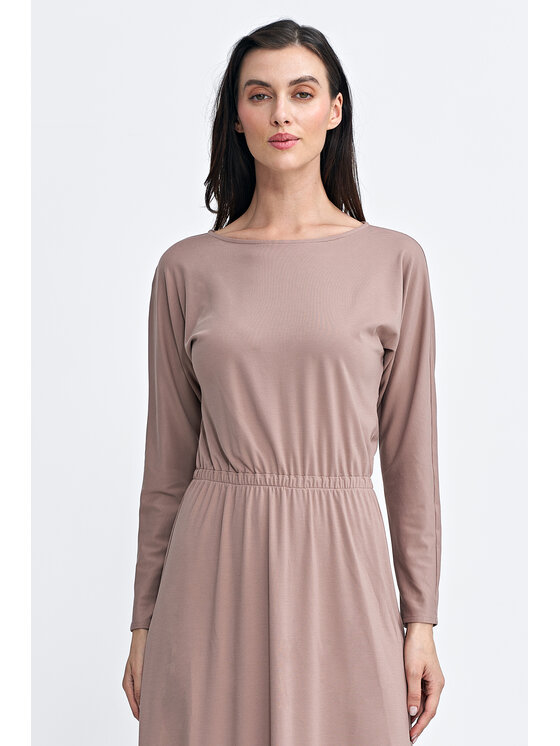 NIFE NIFE Sukienka dzianinowa S259 Beżowy Regular Fit