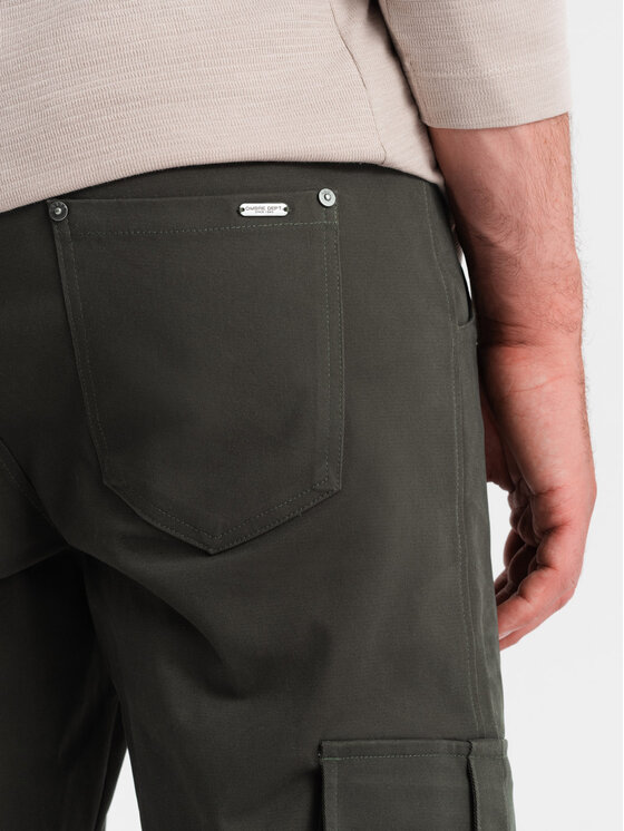 Ombre Ombre Kalhoty z materiálu OM-PACG-0197 Šedá Regular Fit