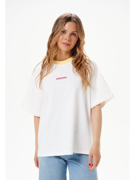Mirons Mirons T-Shirt Print Biały Regular Fit