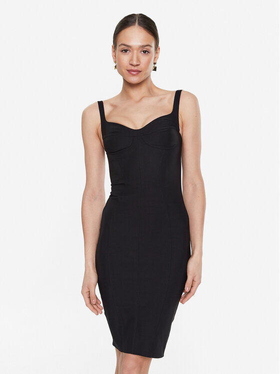 Elisabetta Franchi Cocktail obleka AB-325-31E2-V360 Črna Slim Fit