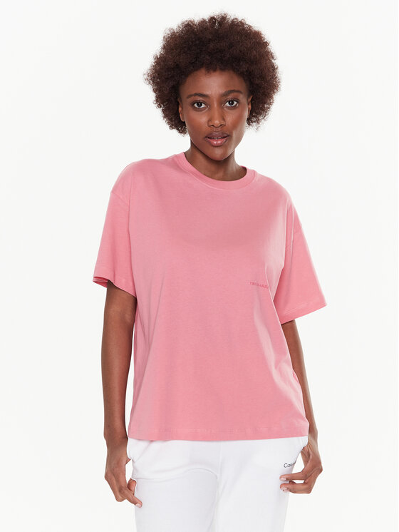 Trussardi Trussardi Póló Greyhound Backprint 56T00559 Rózsaszín Loose Fit