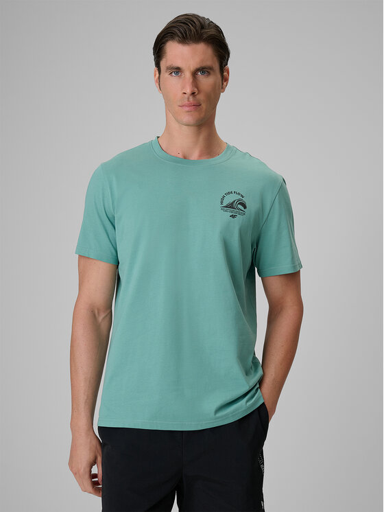 4F 4F T-Shirt CATCH THE WAVE Turkusowy Relaxed Fit