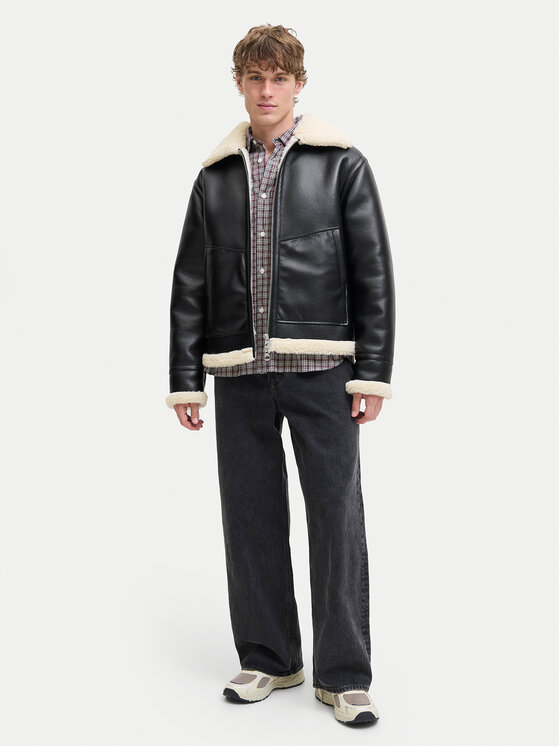 Jack & Jones Jack & Jones Bunda z imitácie kože Liverpool 12282948 Čierna Regular Fit