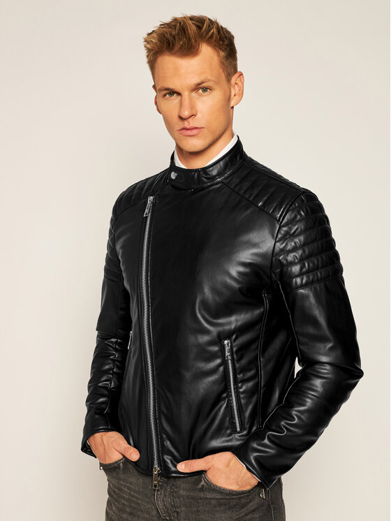 Armani Exchange Armani Exchange Bunda z imitace kůže 6HZB09 ZNNFZ 1200 Černá Regular Fit