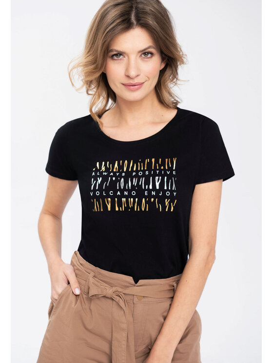 Volcano Volcano T-Shirt T-AMANDA Czarny Regular Fit
