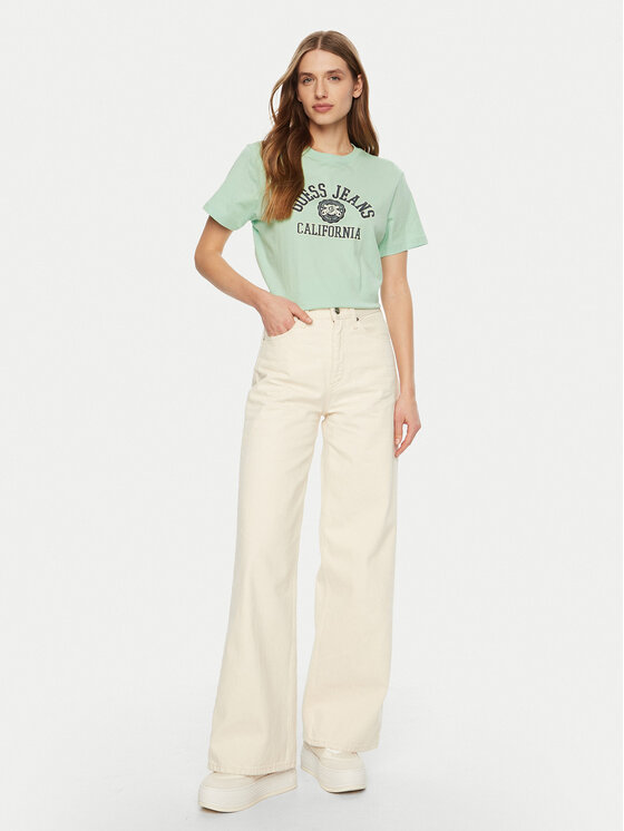 Guess Jeans Guess Jeans T-Shirt W5RI43 K8HM0 Zielony Regular Fit