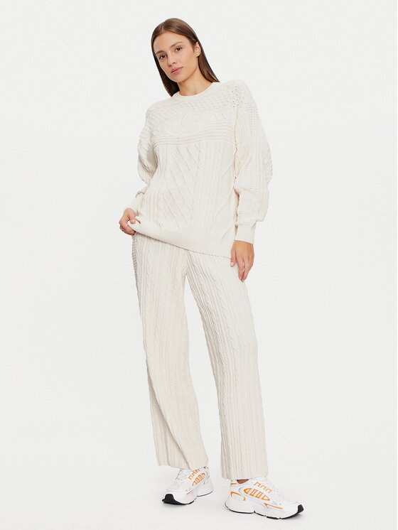 adidas adidas Úpletové kalhoty JN7658 Écru Regular Fit