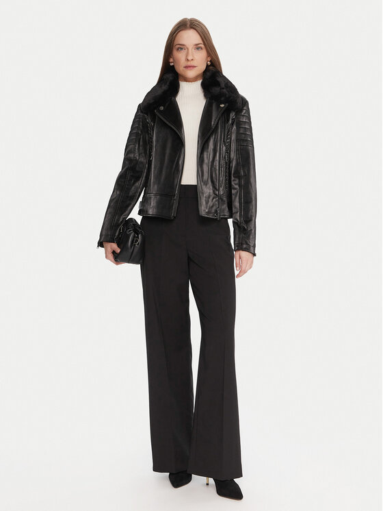 Guess Guess Кожено тип рокерско яке W5BL35 W2820 Черен Regular Fit