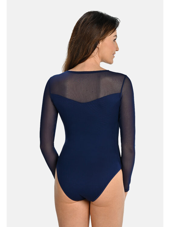 Teyli Teyli Body damskie z siateczką Willow Niebieski Regular Fit