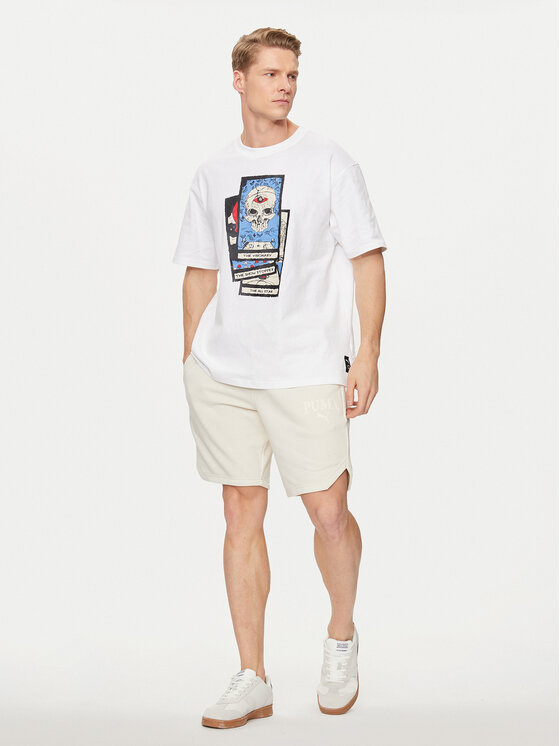 Puma Puma T-krekls Hoops Deck 624776 Balts Regular Fit