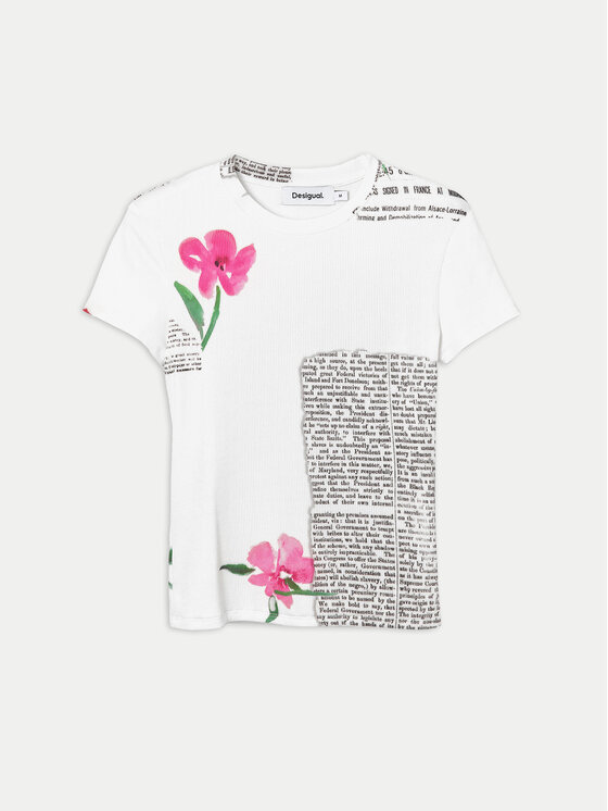 Desigual Desigual T-Shirt Mirna 24SWTK10 Λευκό Slim Fit