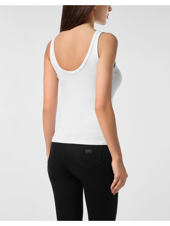 PHILIPP PLEIN PHILIPP PLEIN Tank top 25575 Biały Skin Tight Fit