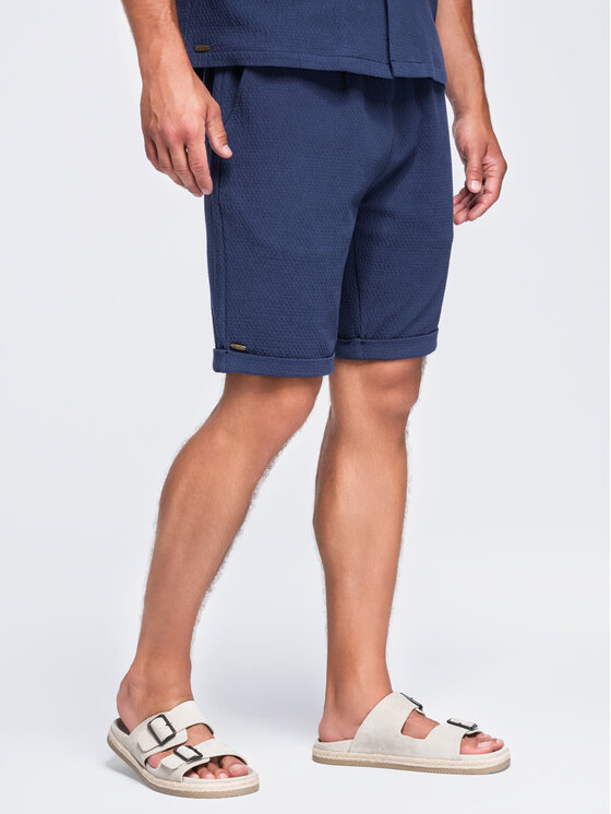 Ombre Ombre Szorty materiałowe OM-SRCS-0207 Granatowy Regular Fit