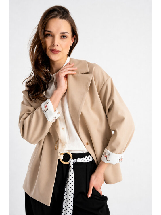 CLICK CLICK Bunda pro přechodné období 71-0098 Béžová Loose Fit