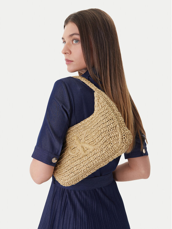 Calvin Klein Calvin Klein Soma Bold Ck Raffia Sm Shoulder Bag LV04F3449G Brūns