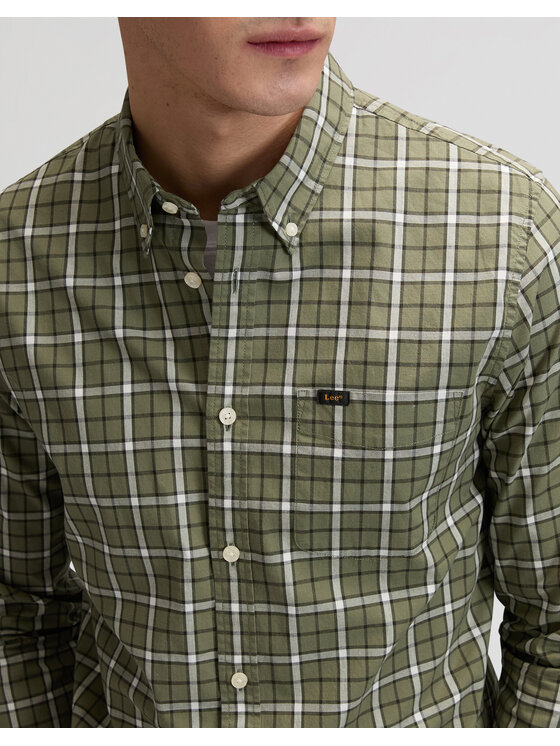 Lee Lee Koszula BUTTON DOWN Zielony Regular Fit