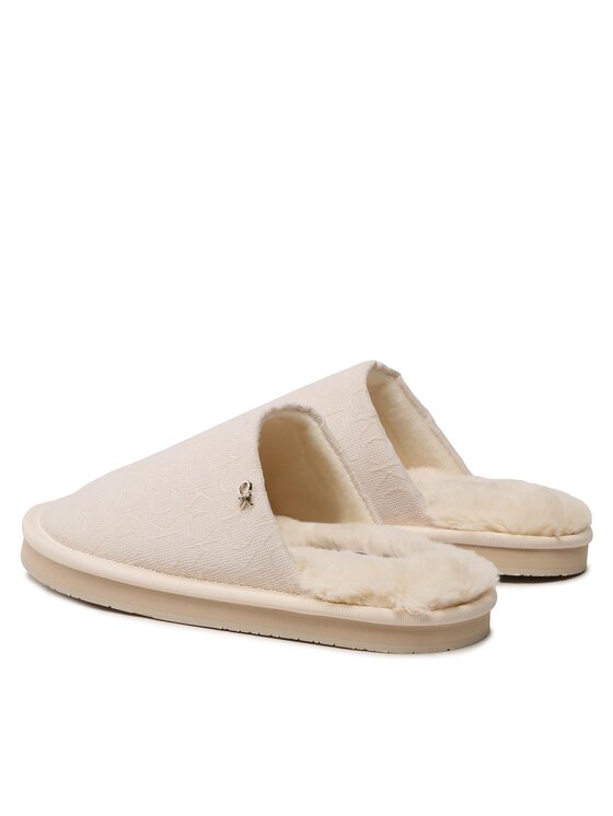 Calvin Klein Calvin Klein Kapcie Slipper Flatform Mule W/Hdw-Jq HW0HW01281 Beżowy