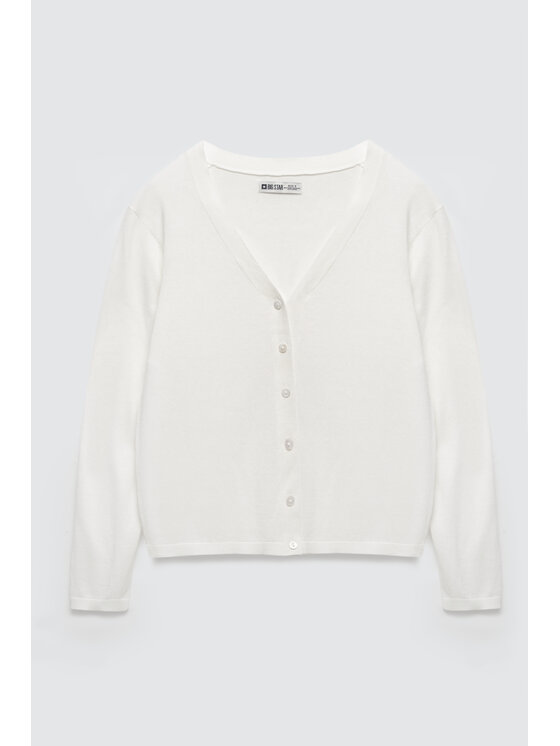 BIG STAR BIG STAR Kardigan CAMILIANA Biały Basic Fit