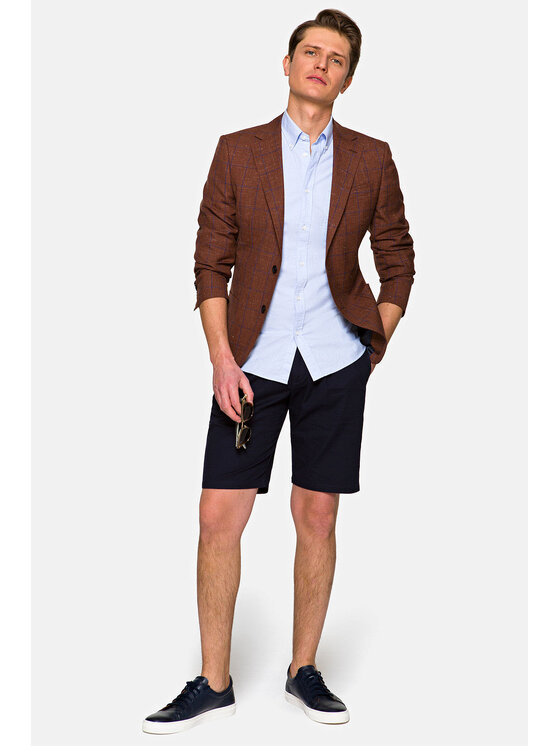 Lancerto Lancerto Marynarka Medina Brązowy Slim Fit