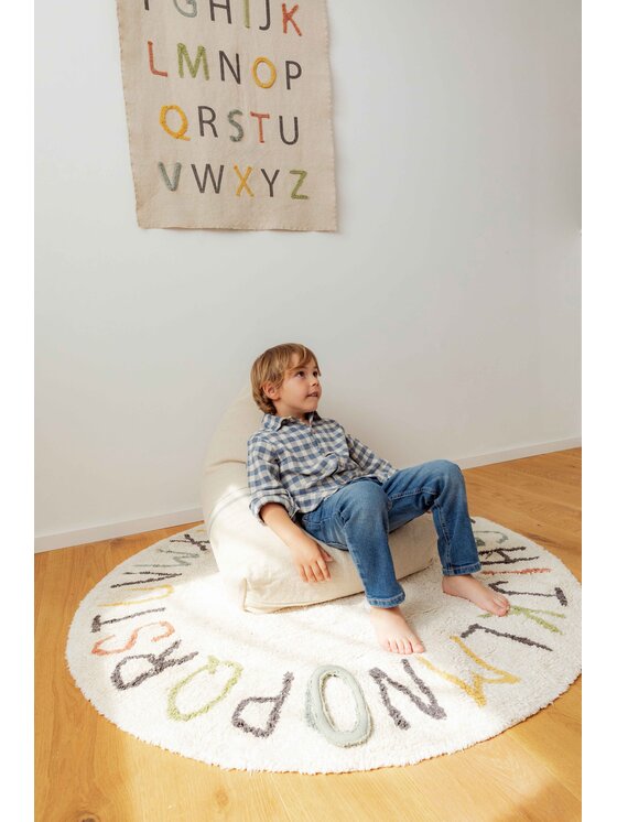 Lorena Canals Lorena Canals Dywan dziecięcy Dywan Bawełniany ABC Kolory i Litery, Ø120 cm Beżowy