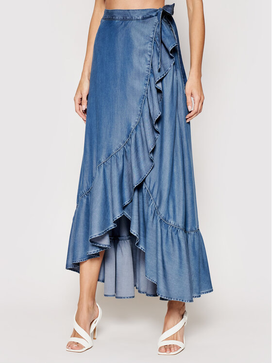 Guess Guess Φούστα maxi W1GD85 D4D21 Μπλε Regular Fit