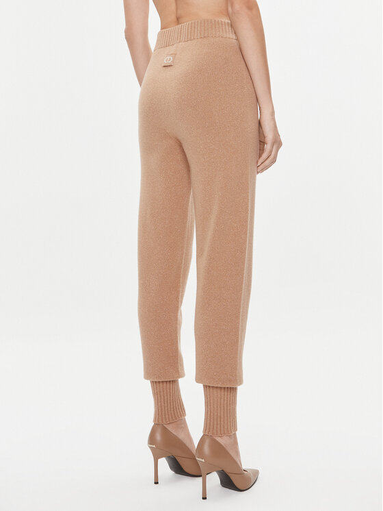 TWINSET TWINSET Spodnie dzianinowe 232TT3201 Brązowy Regular Fit