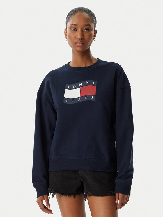 Tommy Jeans Hanorac Wavy Flag DW0DW22742 Bleumarin Boxy Fit