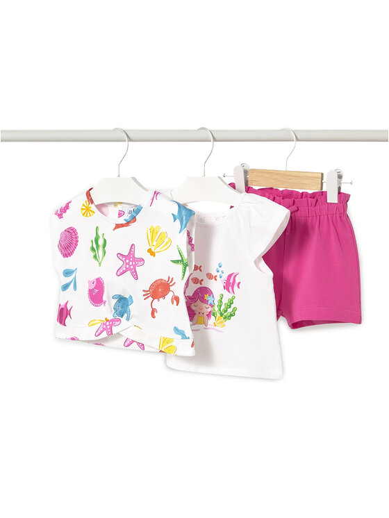 Mayoral Mayoral Set tricou, top și pantaloni scurți 1232 Roz Regular Fit