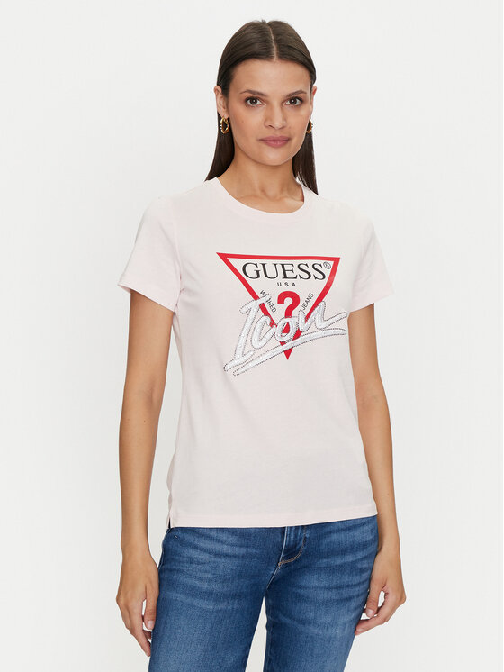 Guess T-krekls Icon W4YI32 I3Z14 Rozā Regular Fit