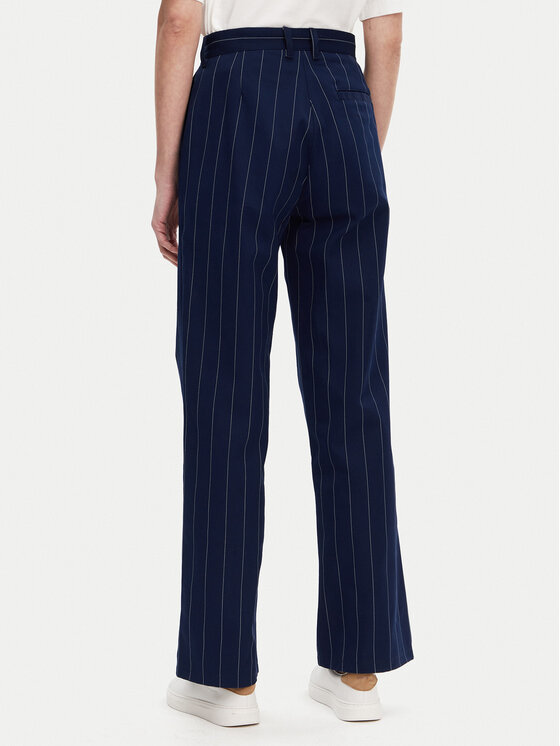 adidas adidas Medžiaginės kelnės Pinstripe JJ3482 Tamsiai mėlyna Regular Fit